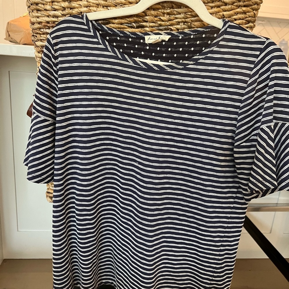 Blue and white blouse